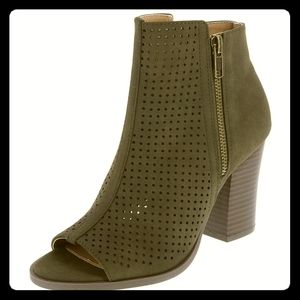 Brash Perforated Peep Toe Booties